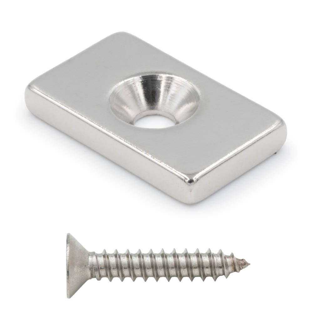 Neodym-plattenmagnet Mit Schraubloch 20x12x3mm, Rechteckig, Hunter