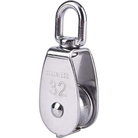 Einzelrolle M32 Aus Edelstahl, Drehbare Rolle, Tragfähigkeit 250 Kg Für Hebeseile – Einzelverpackung, Silber