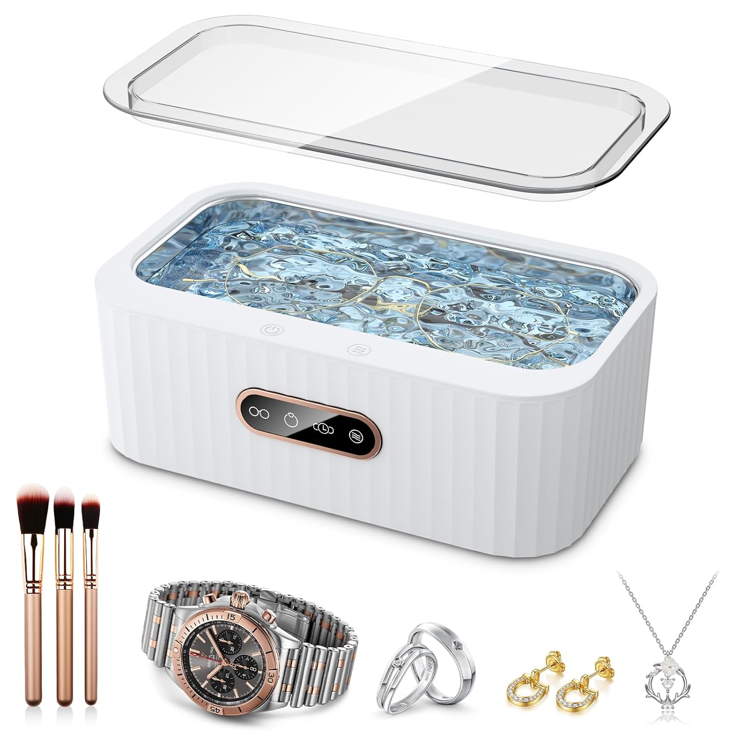 47 Khz Ultraschall-schmuckreiniger, 400 Ml Professionelles Ultraschallgerät Mit Ein-knopf-bedienung Und Edelstahlbehälter 304 Für Schmuck, Brillen, Uhren Und