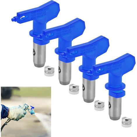 4 Stück Wolframstahl-airless-spritzdüsen 517 Und 415, Reversibel, Mit 4 Dichtungsringen, Langlebige Düsen Für Lackierarbeiten, Möbel, Zäune, Blau
