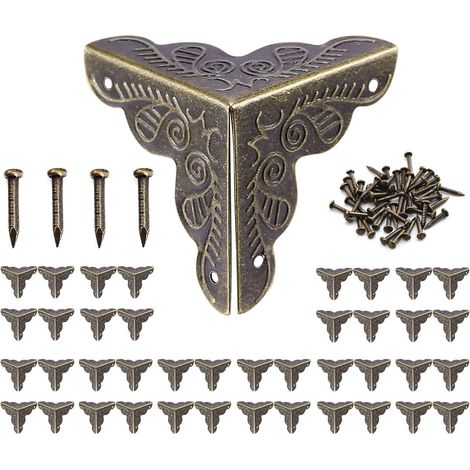 Aktionsangebot. 10 Vintage-eckenschützer. Antike Metall-eckenschützer Für Möbel. Eckenschutz Für Kisten Und Möbel Im Vintage-stil. Bronze-optik. Dekorative Möbel. Inklusive 40 Nägeln (25 X 35 Mm). Aaf