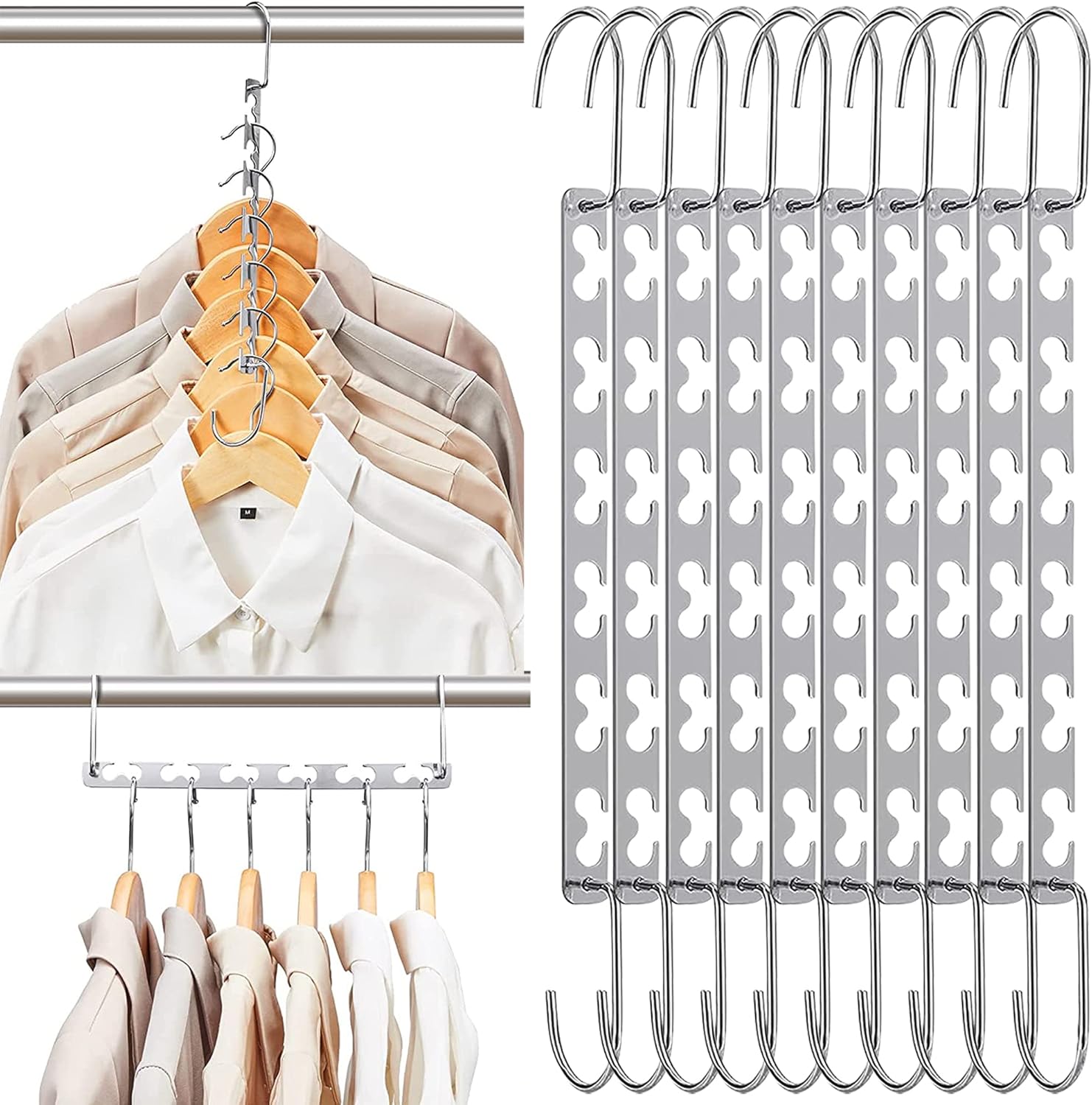 10 Platzsparende Zauberkleiderbügel, Mehrere Platzsparende Kleiderbügel Für Hosen Und Jacken, Platzsparende Kleiderbügel Für Den Kleiderschrank