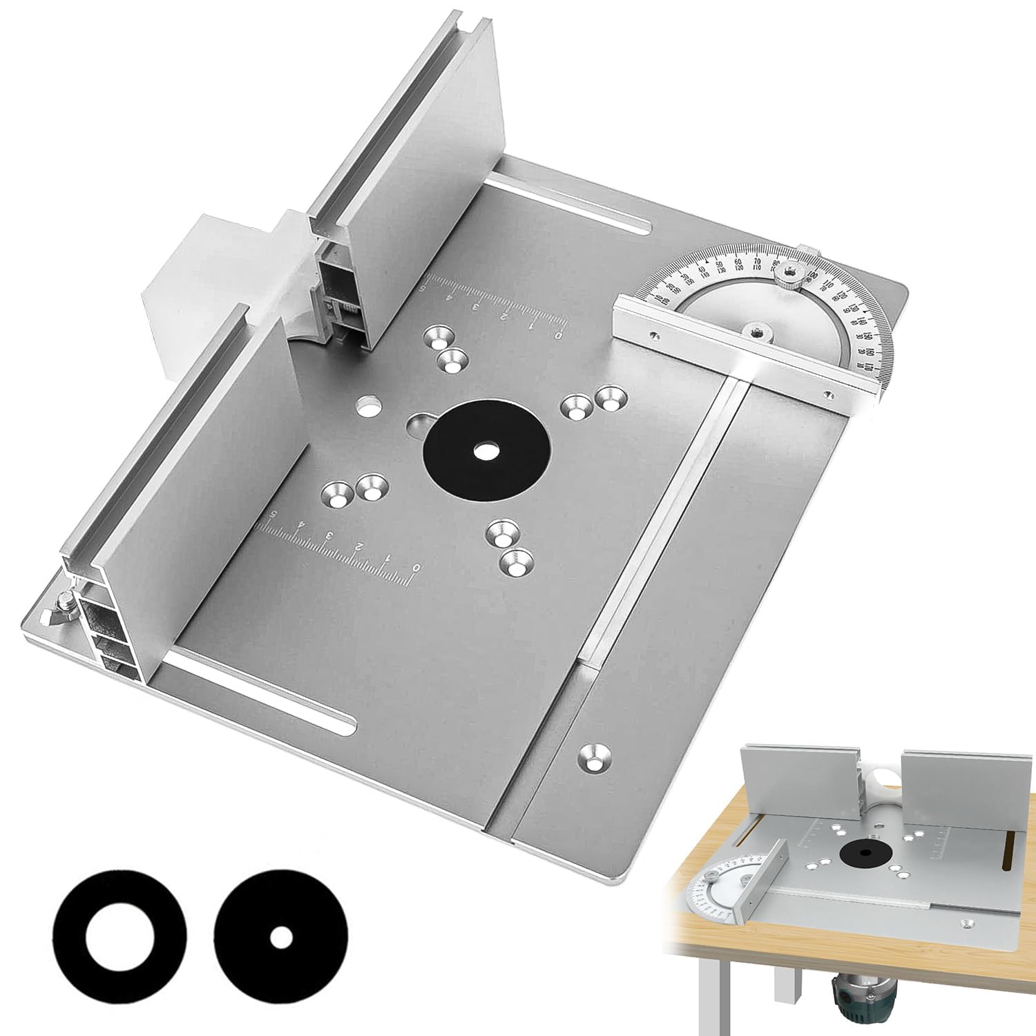 Frästisch Aus Aluminium, Fräseinsatztisch Mit Abgewinkelter Torsionsstütze, Plattenfräse, Zubehör Für Holzbearbeitungsfräsen Zum Fräsen, Nuten Und Feinbearbeiten