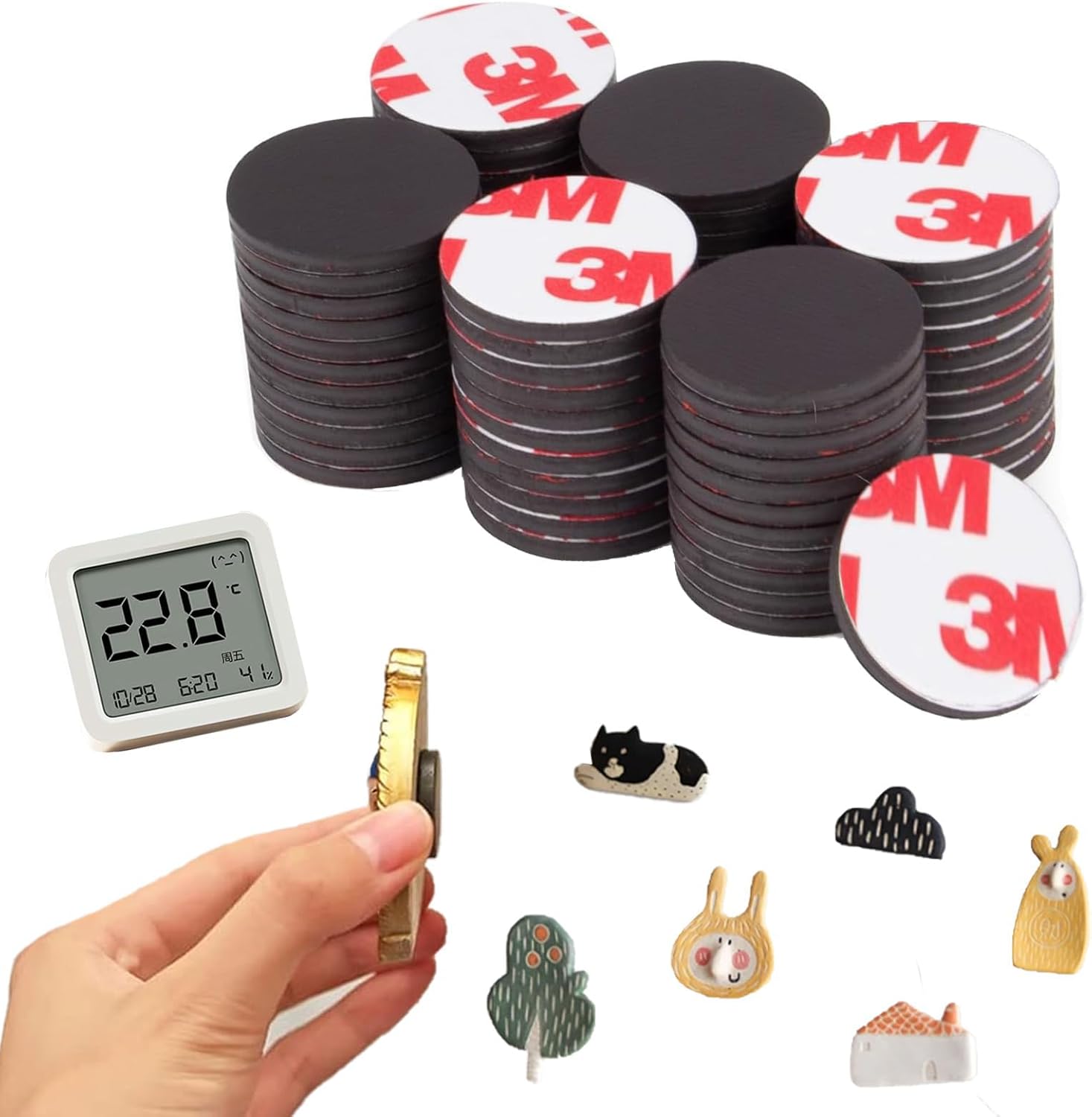 Klebemagnete, Magnetplatten, Selbstklebende Magnete, Magnetpads, Magnete, Aufkleber, Starke, Runde Magnete, Kühlschrankmagnete, Tafelmagnete, 26 Stück