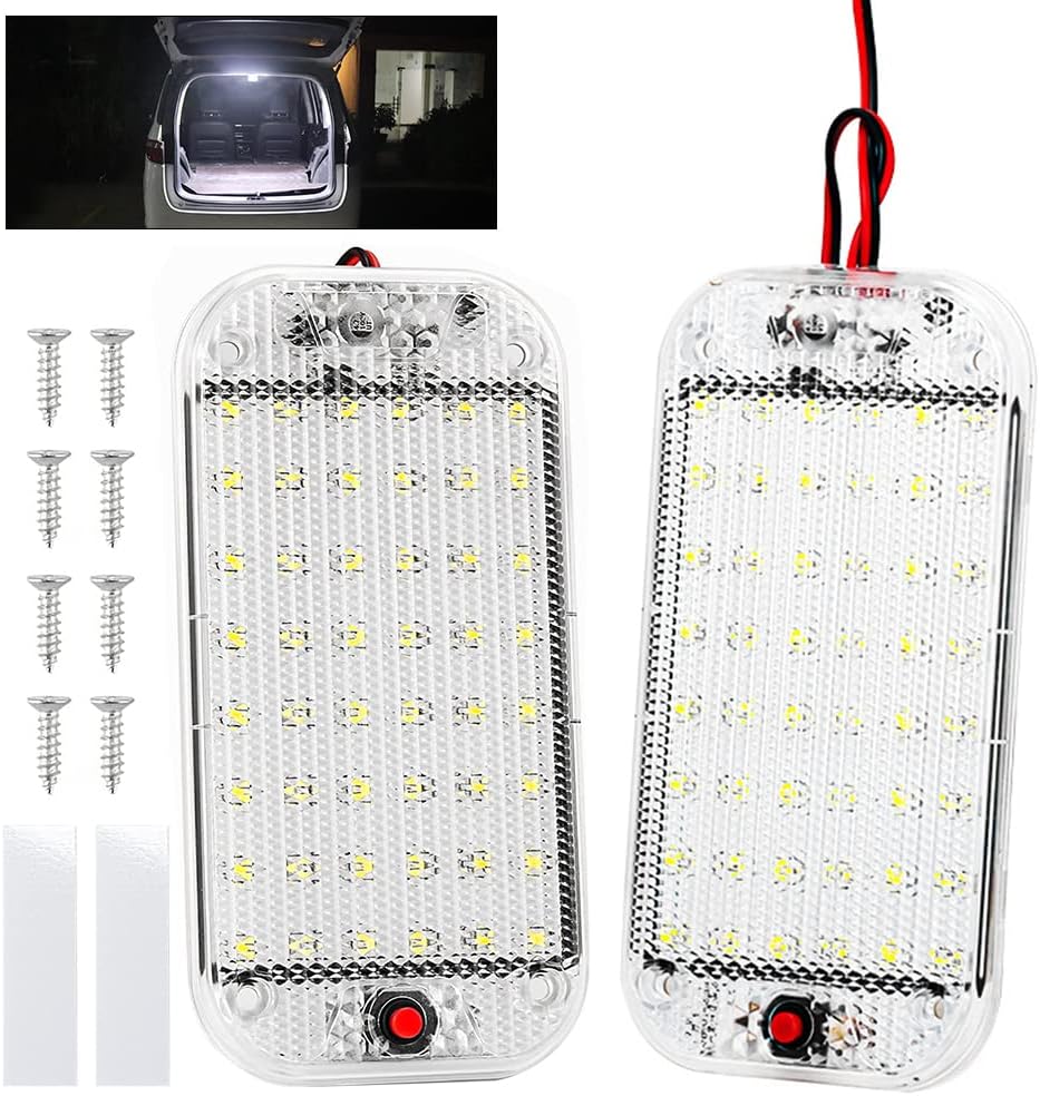 Led-innenraumbeleuchtung Für Autos, 2er-pack Mit Je 48 Leds, 12–85 V, Schalter Für Die Innenbeleuchtung, Universelle Weiße Led-beleuchtung Für Pkw, Wohnmobile, Lkw Und Transporter