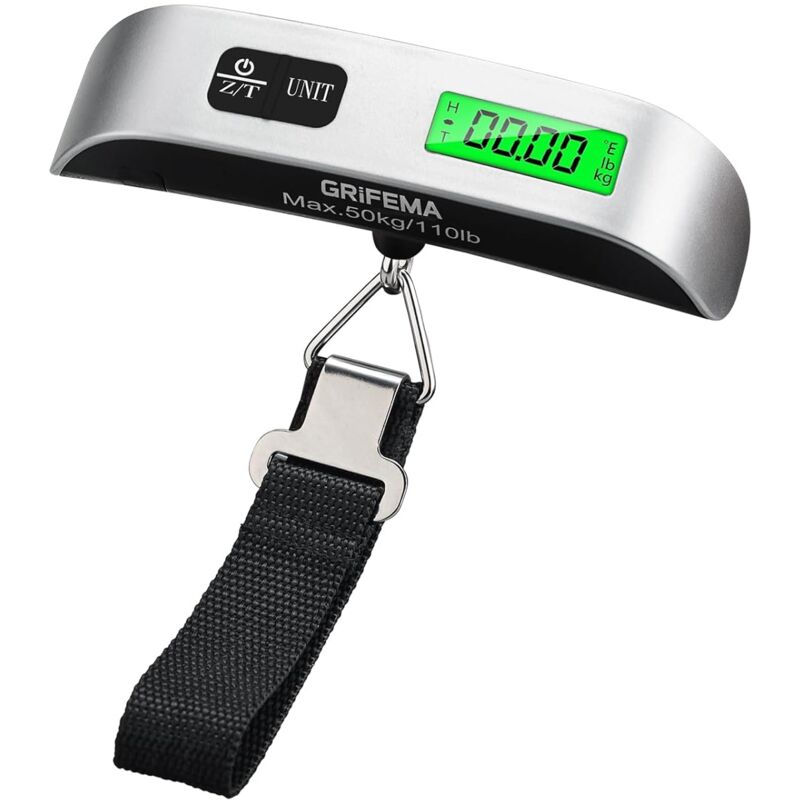 Präzise Digitale Gepäckwaage 50 Kg – Tara-funktion, Tragbar Und Kompakt, Schwarz/silber – Ulisem