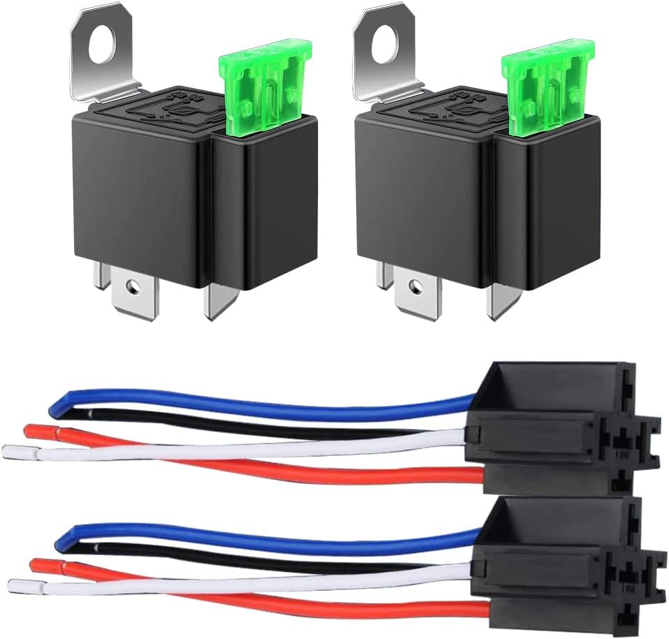 2er-pack 30a Sicherungsrelais-set Für Pkw/lkw – 30a Ato/atc-schalterkabelbaum – 12v Dc Spst Kfz-kabel, 14 Awg, 4-polig Mit Kabel