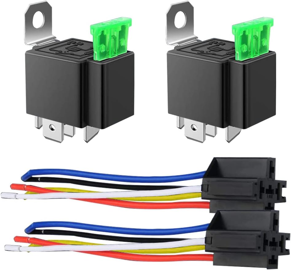 2er-pack 30a Sicherungsrelais-set Für Pkw/lkw – 30a Ato/atc-schalterkabelbaum – 12v Dc Spst Kfz-kabel, 14 Awg, 5-polig Mit Kabel