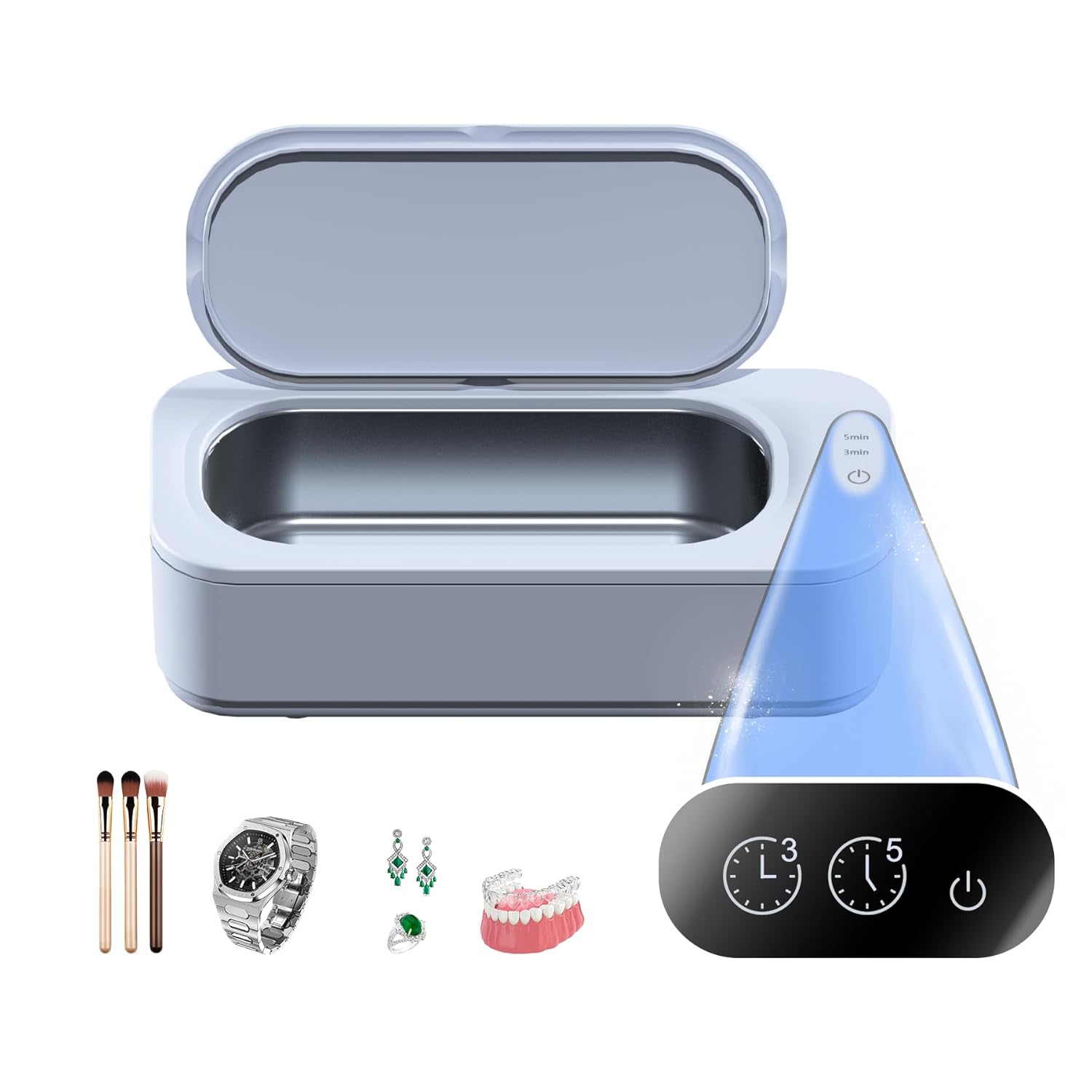 Multifunktionaler Ultraschall-glasreiniger Für Schmuck – Ein-knopf-bedienung Für Brillen, 3-minuten-/5-minuten-zweimodus, 350 Ml Reinigungswerkzeug Aus Edelstahl 304 (batterien Nicht Im Lieferumfang E
