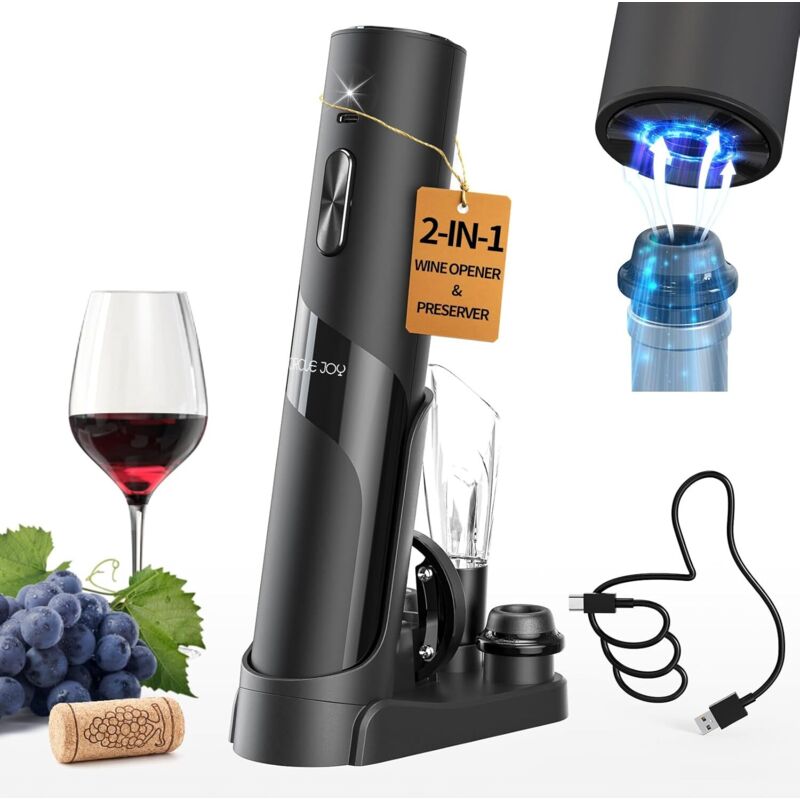 7-in-1 Wiederaufladbarer Elektrischer Flaschenöffner Mit Usb-c-ladestation, Belüfter Und 2 Weinstoppern – Ulisem