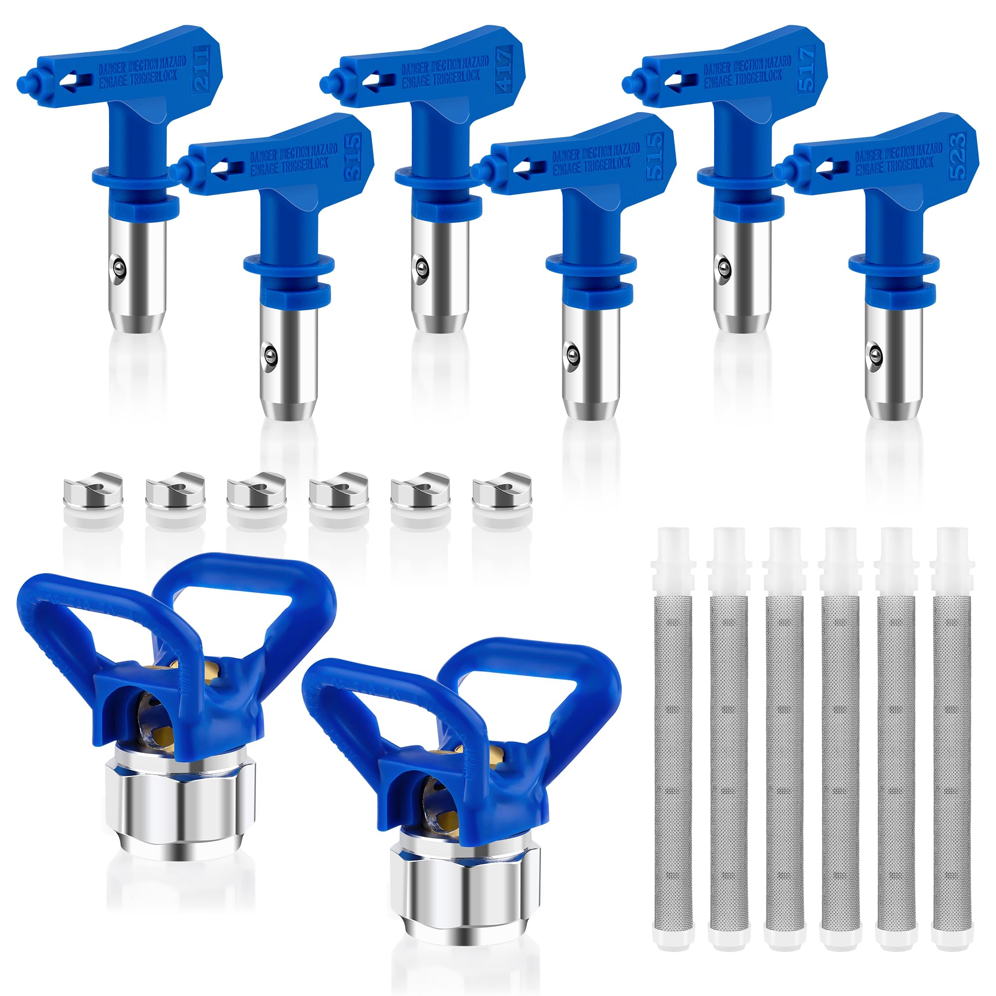 14-teiliges Set Für Airless-farbspritzgeräte: 6 Wendedüsen, 6 Filter Und 2 Düsenschutzkappen. Ideal Zum Streichen Von Häusern Und Anderen Gebäuden.