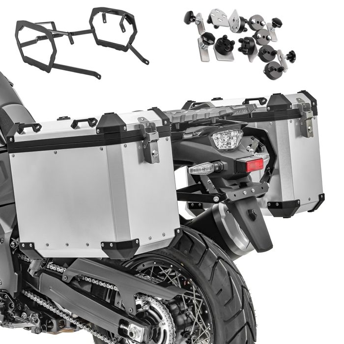 Alu-koffer + Halterungen Für Honda Africa Twin Adventure Sports 1100 Gx45 Silber
