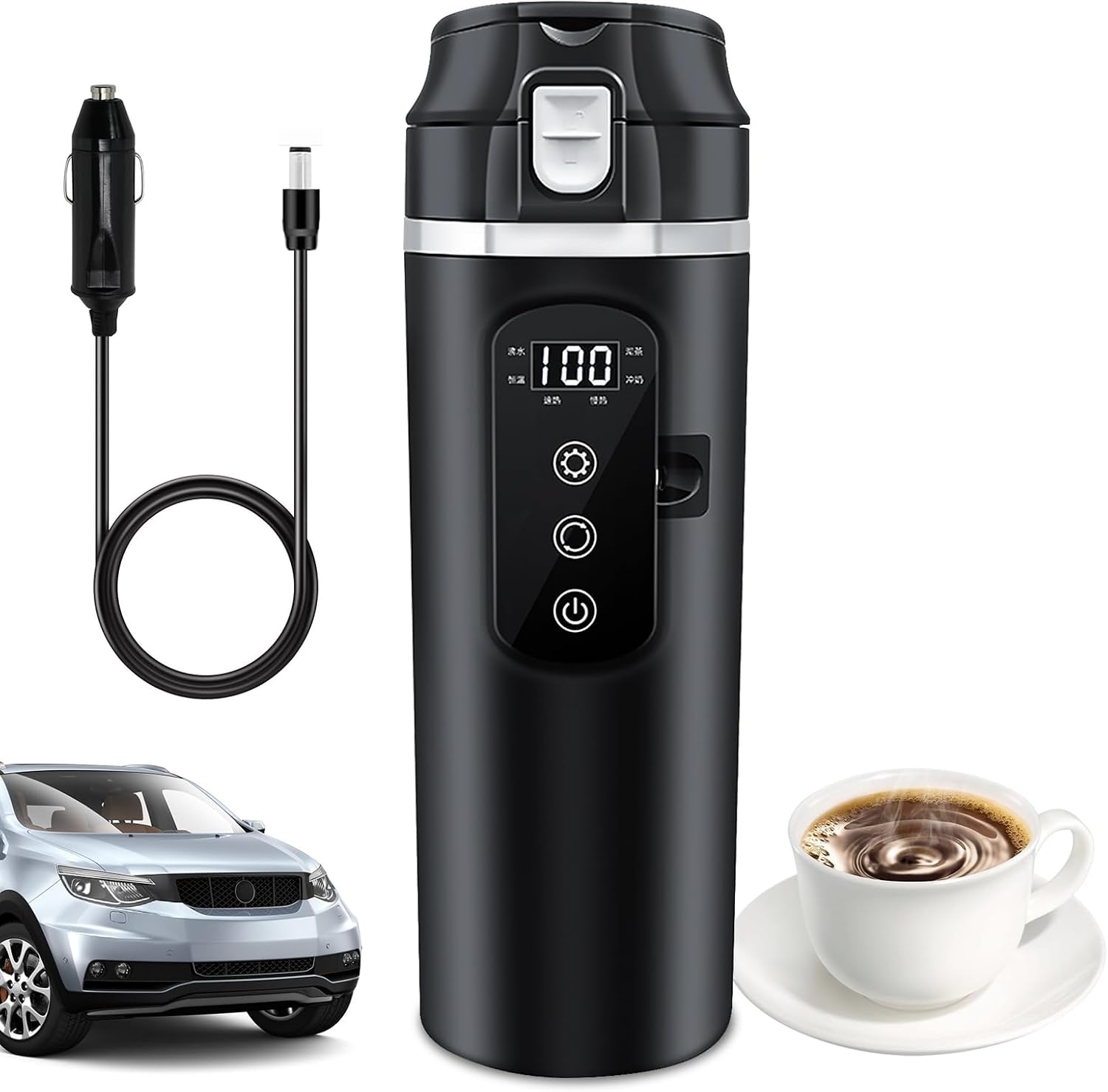 Beheizter Wasserbecher Für Fahrzeuge, 24 V/12 V, 500 Ml, Wasserkocher Für Auto, Elektrischer Reise-wasserkocher, Auto-reise-wasserkocher, Auto-heizbecher Für Auto, Lkw