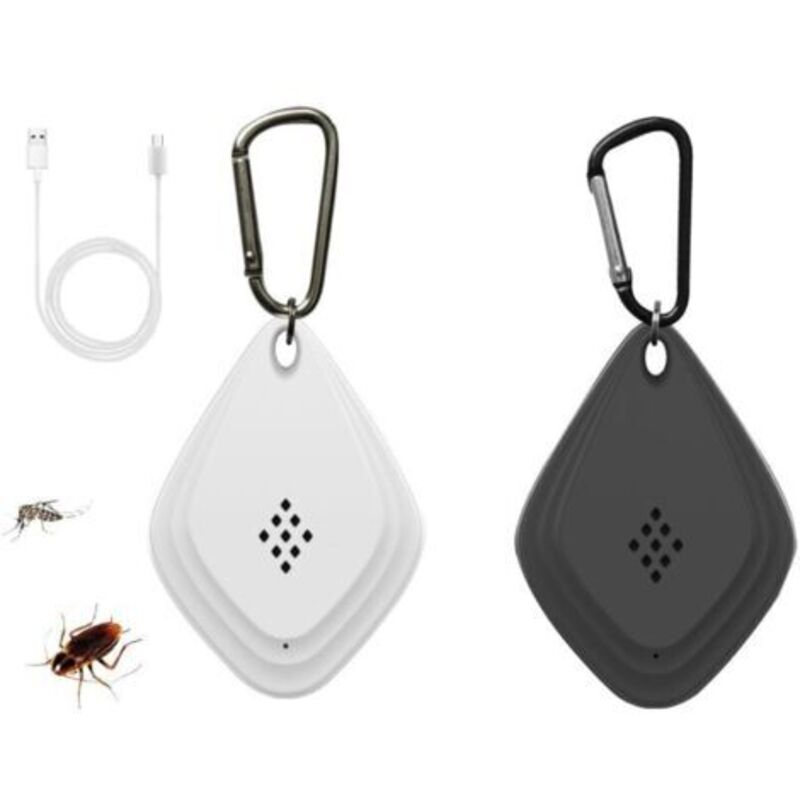 Ulisem Tragbares Ultraschall-mückenabwehrgerät, Usb-aufladbar, Elegantes Schwarz-weißes Design, Wirksam Gegen Fliegende Insekten