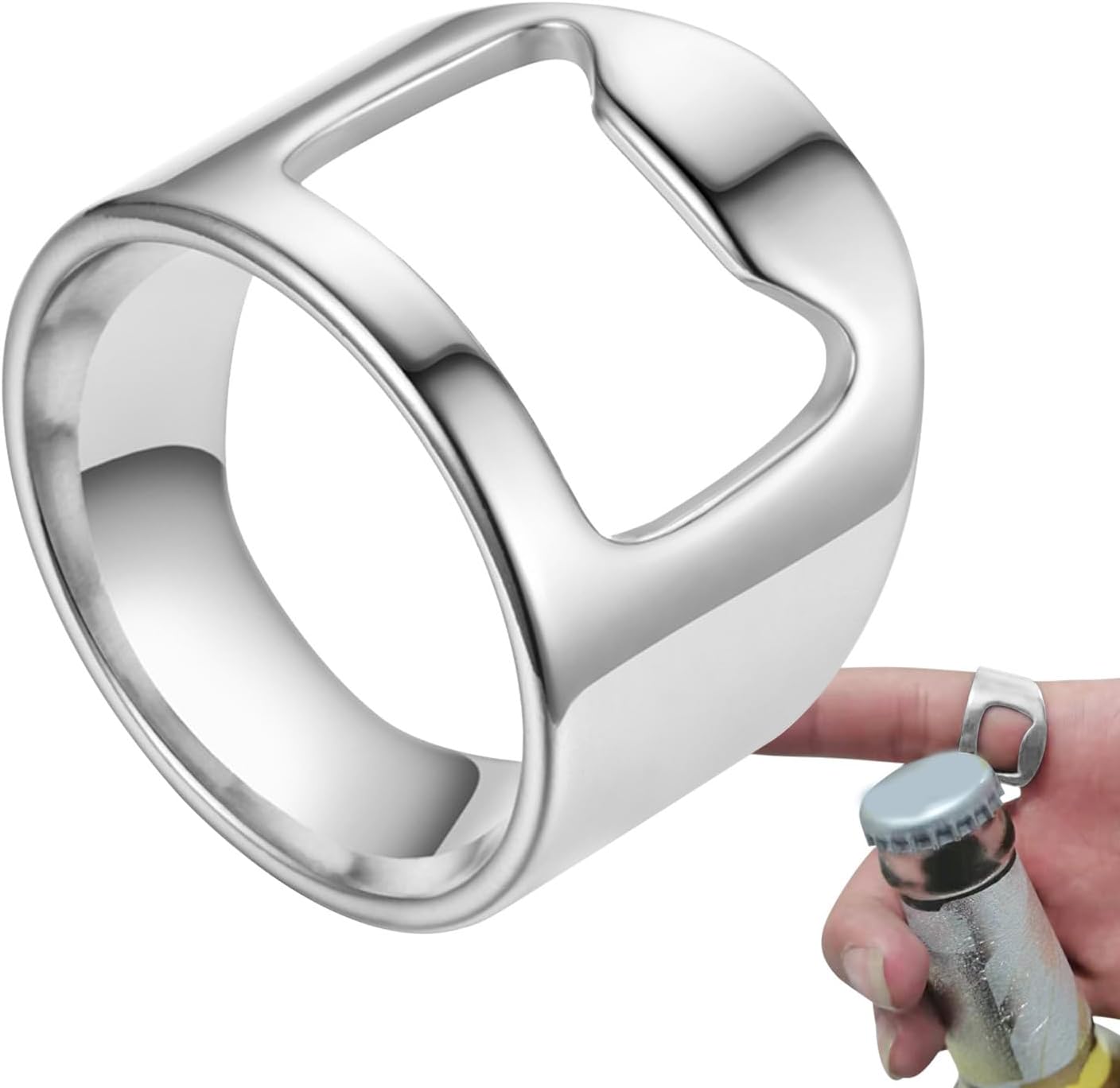 Kellner-flaschenöffner, Flaschenöffner, Kellnerring Aus Titanstahl, Eleganter Titanstahlring, Tragbarer Bieröffner