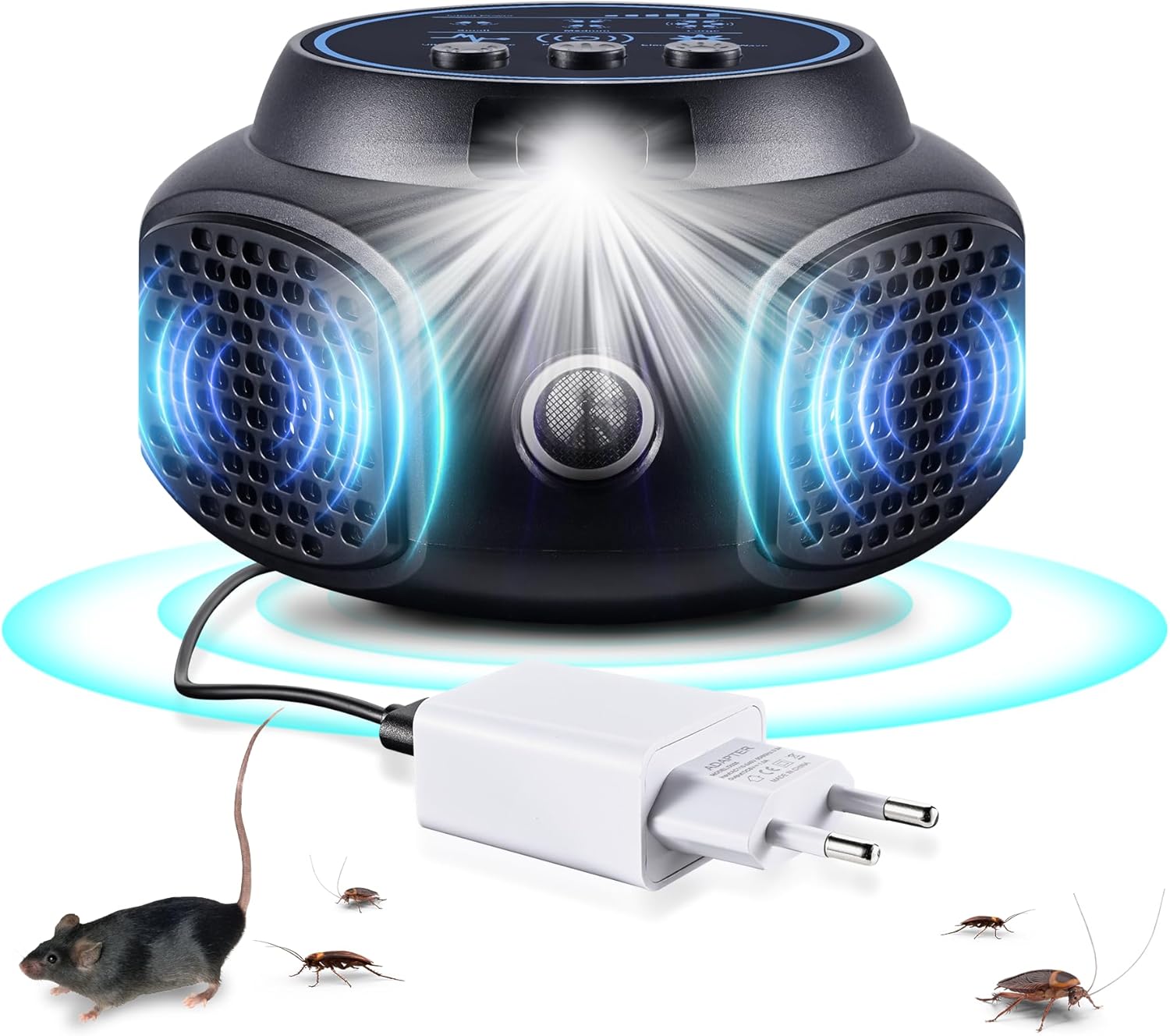 Ultraschall-nagetier-insektenschutzmittel Mit Elektronischer Stecklampe Zur Schädlingsbekämpfung Von Nagetieren, Mäusen, Eichhörnchen, Spinnen Und Kakerlaken Im Innenbereich