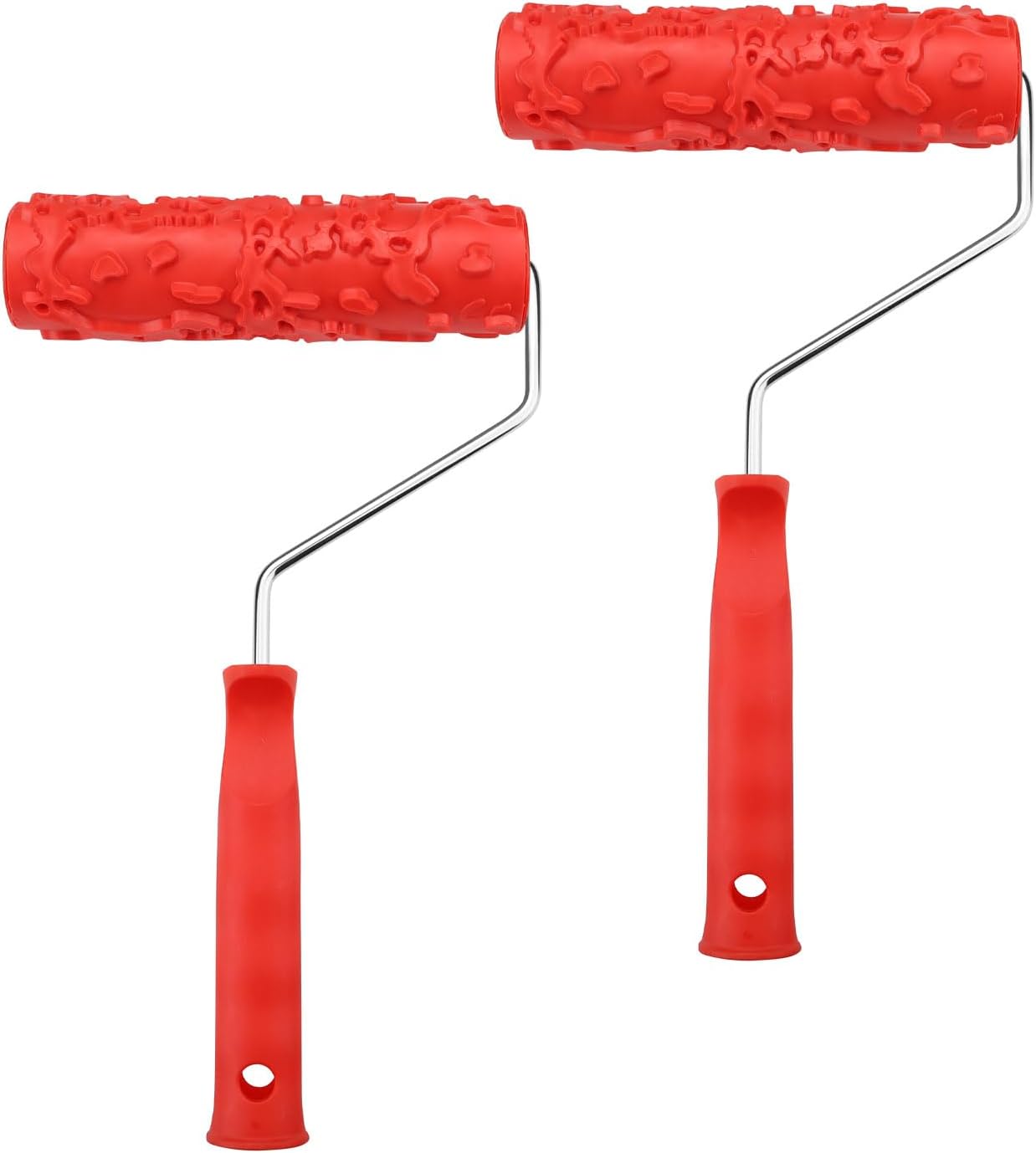 Set Mit 2 7-zoll-strukturfarbrollern Mit Floralen Mustern, Gummistrukturroller Zum Streichen, Strukturwerkzeuge Für Trockenbauwände, Prägen, Wanddekoration (rot)