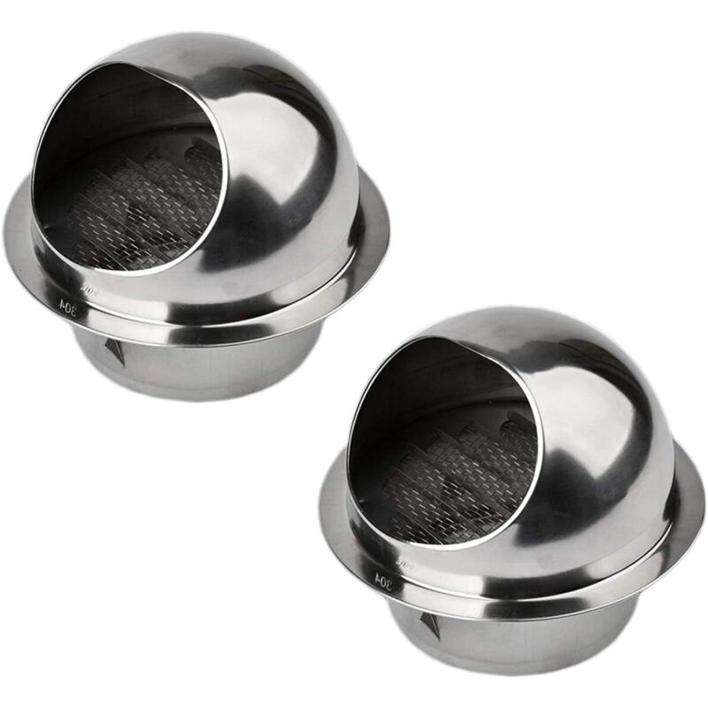 Rundes Lüftungsgitter Für Dunstabzugshauben. Lüftungskanal Aus Edelstahl Mit Insektenschutzgitter. 100 Mm (2 Stück)
