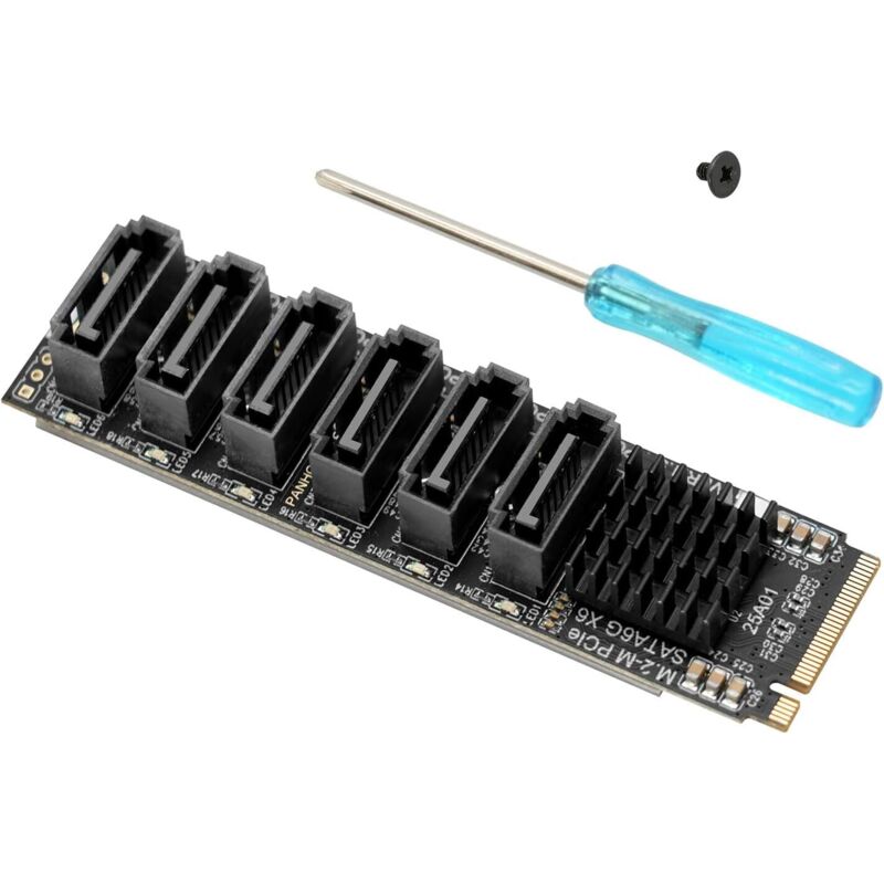 Exaio 6-port Sata 3.0 Controllerkarte – Pcie 3.0 X2 Adapter Mit Asm1166 Chipsatz, Kompatibel Mit 6 Sata-laufwerken