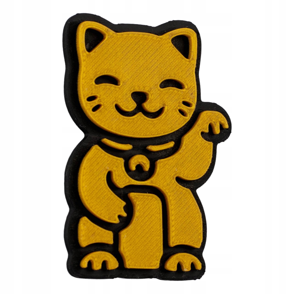 Maneki Neko Japanische Glückskatze Kühlschrankmagnet Gold 3d