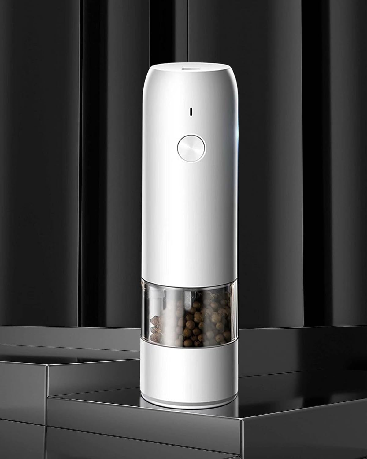 Elektrische Salz- Und Pfeffermühle, Einstellbare Grobheit, Pfeffermühle, Einhändige Automatische Bedienung, Pfeffer- Und Salzmühle Mit Led-licht Für Küche, Restaurant