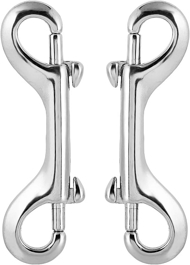 Doppelkarabiner, Schraubkarabiner, Kette, Federkarabiner, Schnalle Für Hundeleine, Bergsteigen, Familiencamping, Glänzendes Silber 90 Mm, 2 Stück
