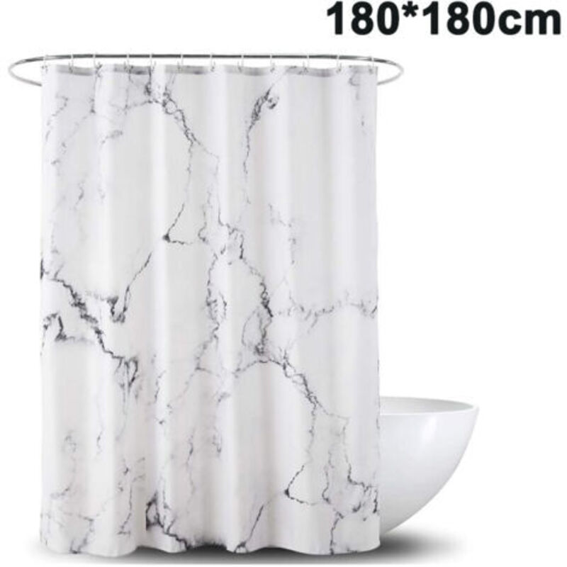 Duschvorhang 180 X 180 Cm, Wasserdicht, Polyester, Schimmelresistent, 12 Ringe, Elegantes Marmormuster -ulisem
