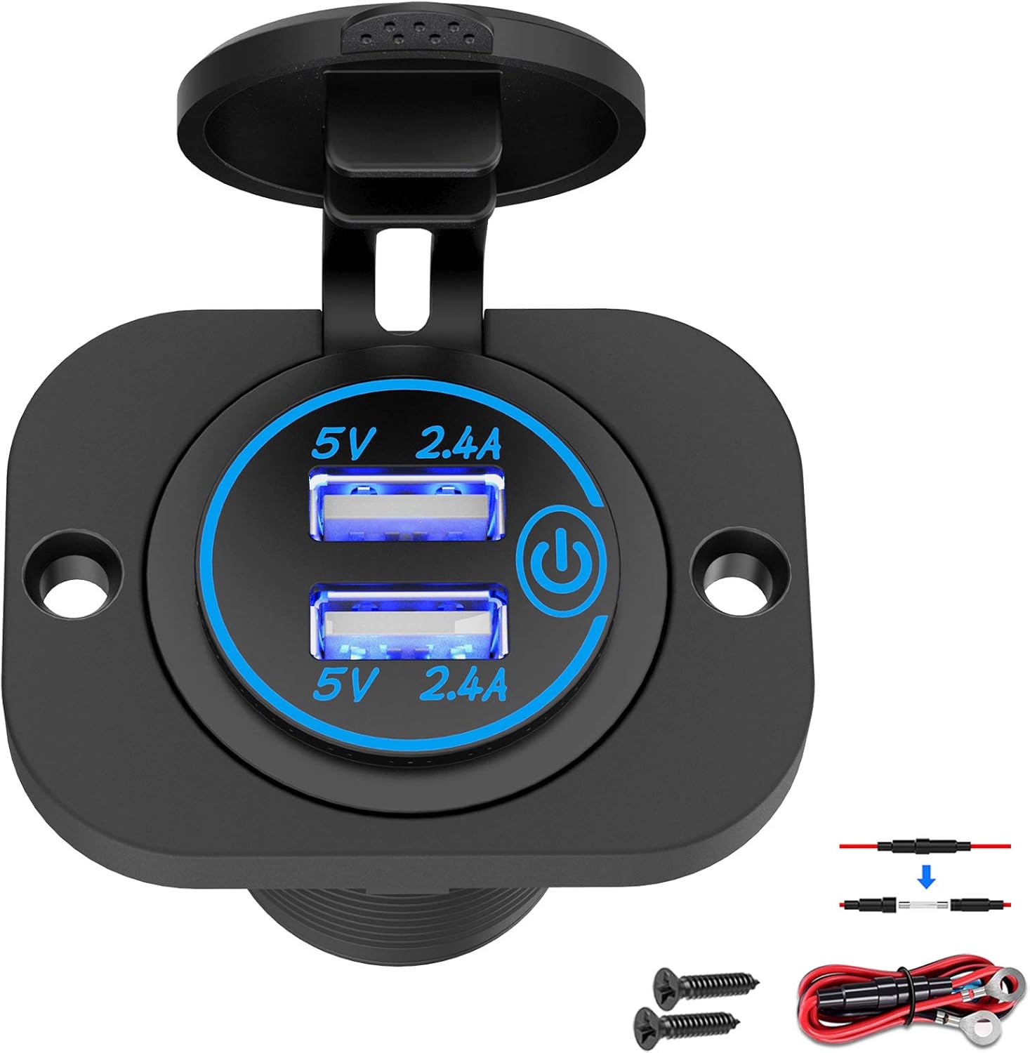 Doppelte 12-v-usb-marine-ausgangsbuchse Mit Schalter, Kfz-ladeadapter Mit 12-v-gleichstrom-usb-anschluss, Wasserdichtes Zigarettenanzünder-netzteil-diy-kit, Schnellladefunktion