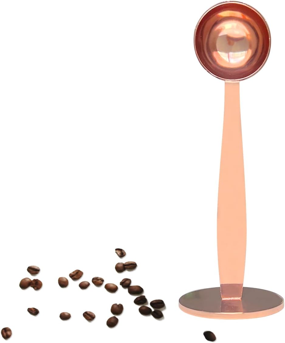 2-in-1-kaffeelöffel, 304 Edelstahl-esslöffel, Messlöffel, Mit Gepresster Basis Für Kaffeebohnen, Presse, Kaffeemühle, (roségold, 15 Ml)
