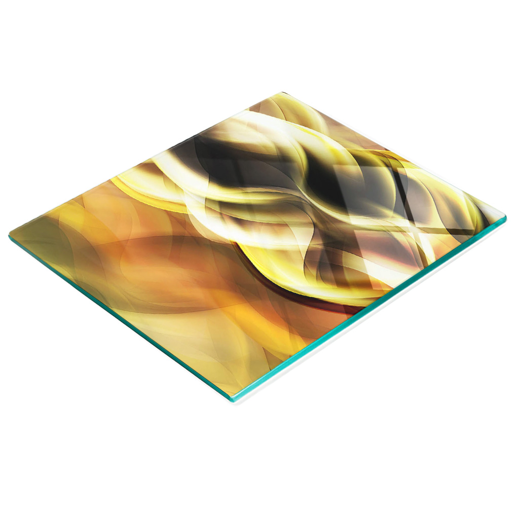 Küchenbrett Aus Gehärtetem Glas Mit Dekorativen Grafiken, Gold Light, 60 X 52 Cm