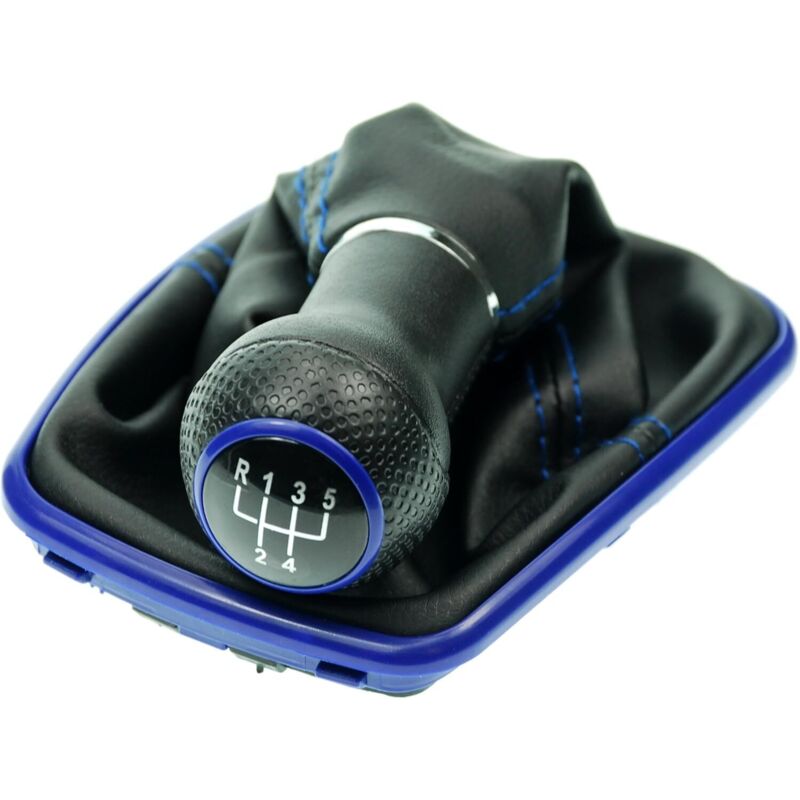 Schaltknauf Für 5-gang-schaltgetriebe Für Vw Golf 4 Bora (1997–2006) – 23 Mm, In Schwarzem Und Blauem Kunstleder Mit Rahmen – Ulisem