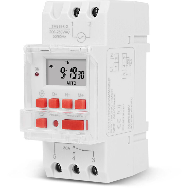 Programmierbarer 30-a-elektrotimer Mit Lcd-anzeige, 1 Sekunde Genauigkeit, Kompatibel Mit 200–250 V Und 24 V⎓ Für Warmwasserbereiter – Ulisem