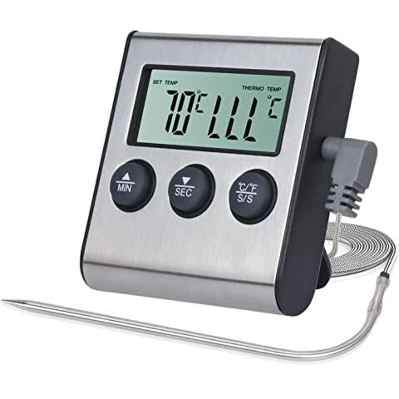 Präzises Digitales Led-thermometer Für Küche, Grill, Backofen Und Fleisch Mit Sonde Und Timer – Ulisem