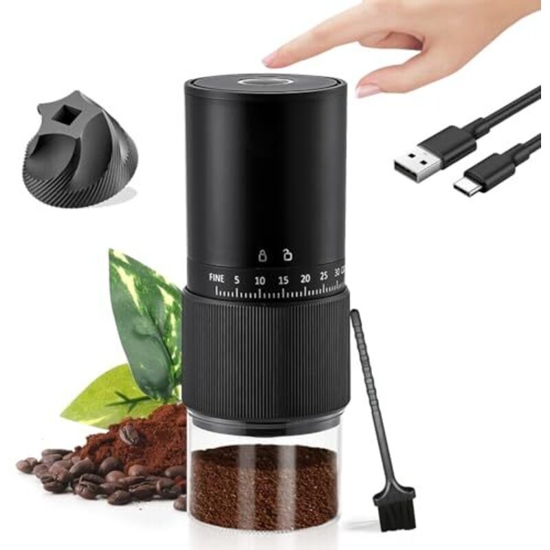 Wiederaufladbare Elektrische Kaffeemühle Mit 30 Mahlgradeinstellungen Und Keramikmahlwerk – Ideal Für Reisen Und Camping – Ulisem