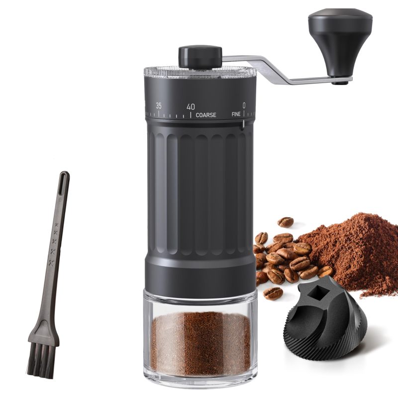 Tragbare, Manuelle Kaffeemühle Mit Konischen Mahlscheiben Für Espresso, French Press Und Schonende Brühmethoden, Doppelt Gelagert, Von Außen Verstellbare Keramikmahlscheiben, 25 G Fassungsvermögen