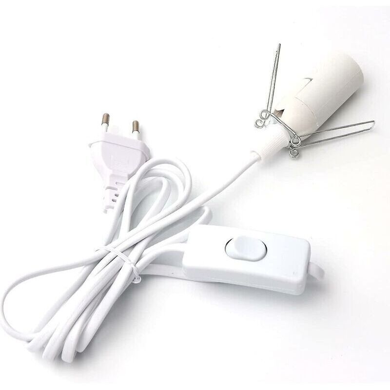 Netzkabel Für Salzlampen Mit Integriertem Schalter – E14-stecker, 1,8 M Länge, Weiße Lampenfassung – 1 Stück