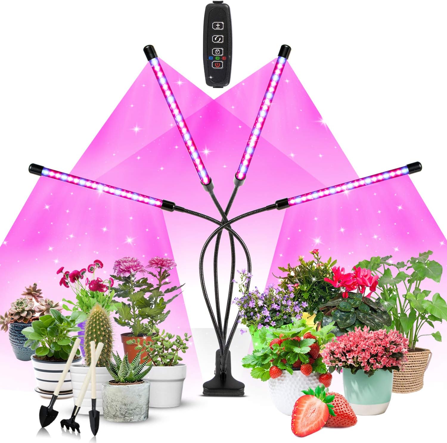Pflanzenlampe, 80 Leds, 4-flammige Led-gartenbaulampe Für Pflanzen, Vollspektrum-wachstumslampe Mit Automatischer Ein-/ausschaltfunktion Für Pflanzen [energieklasse A+++]
