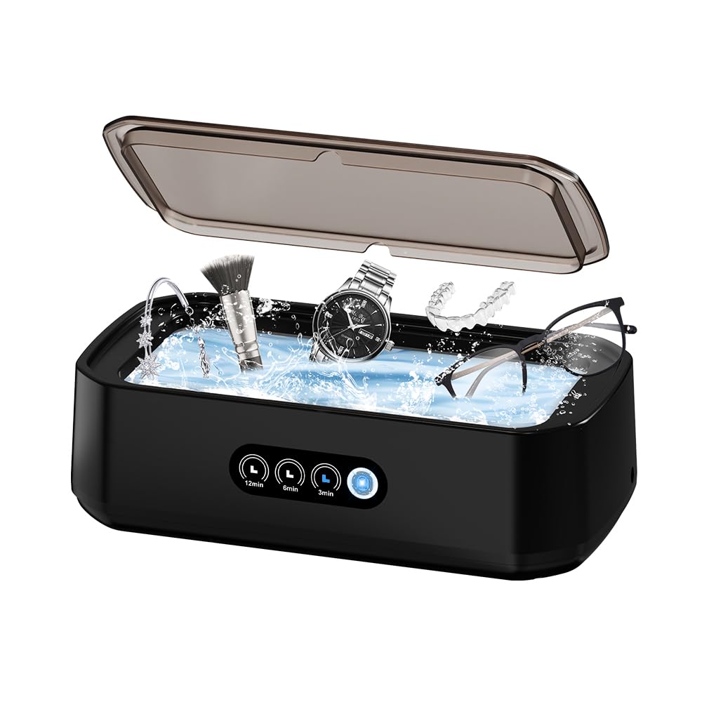 Ultraschall-schmuckreiniger, 50 Khz, Zur Reinigung Von Brillen, Ringen Und Uhrenarmbändern, Mit 3 Modi Und Digitalem Timer, 650 Ml Wassertank Aus Edelstahl 304, Schwarz