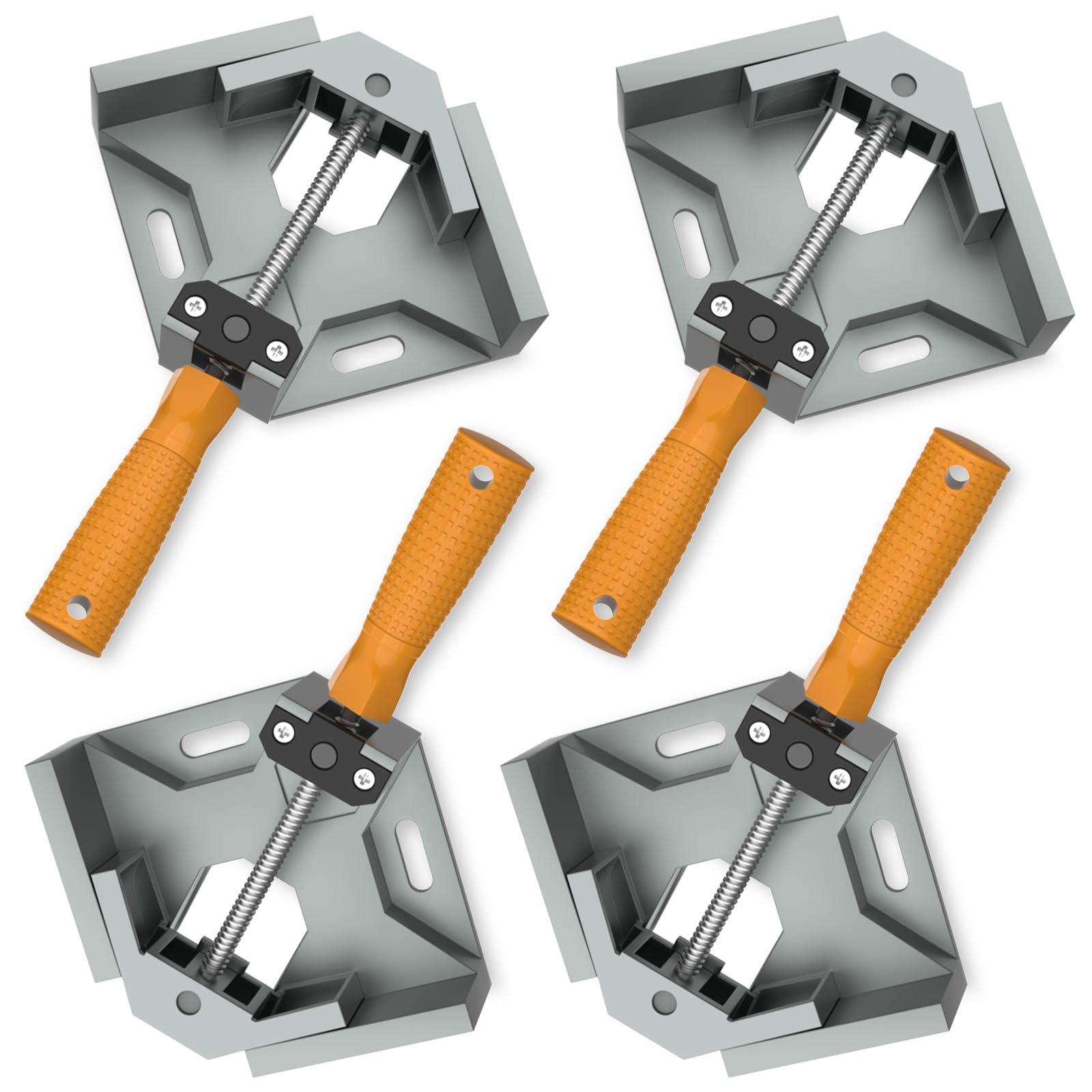 [4 Stück] 90°-eckschraubstock Aus Aluminiumlegierung, Rechtwinkliges Klemmwerkzeug Mit Griff, Schraubstockhalter Mit Verstellbarer Drehbacke – Silbergrau