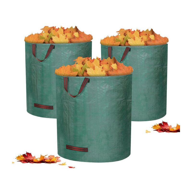 3 X 128-liter-gartenabfallsäcke – Freistehend Und Faltbar – Wiederverwendbare Gartenabfallsäcke Für Rasenschnitt, Laub Und Grünschnitt – Wiederverwendbar