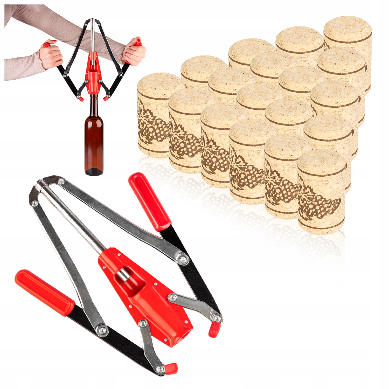 Set – 1 X Zweiarmiger Korkenzieher + 50 X Korken Der Sorte „wein“ 38 X 23 Mm