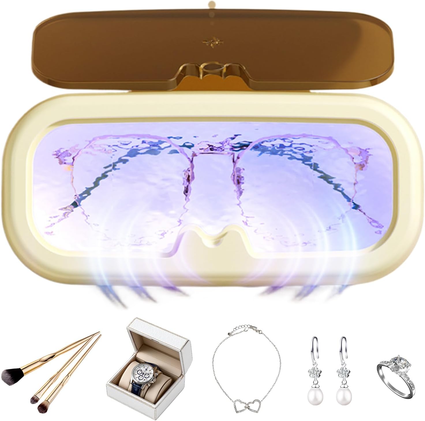 Ultraschall-brillenreiniger, Professioneller Elektrischer Schmuckreiniger, Wiederaufladbares Kettenreinigungsgerät, Tragbares Gerät Für Ringe, Silber, Prothesen, Armbänder Und Accessoires