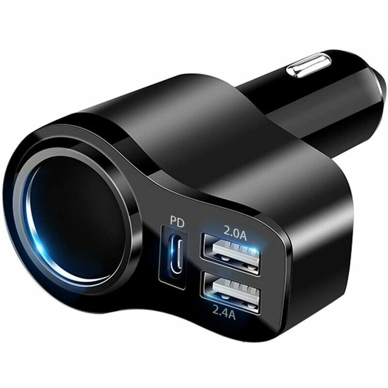 Usb-c-autoladegerät, 4-in-1, 36 W, Usb-zigarettenanzünder-buchse, Splitter-adapter Mit 3 Usb 12 V/24 V, Dual-usb-typ-c-pd-schnell-autoladegerät-adapter Für Iphone 12/11/xs/x/xr/8,