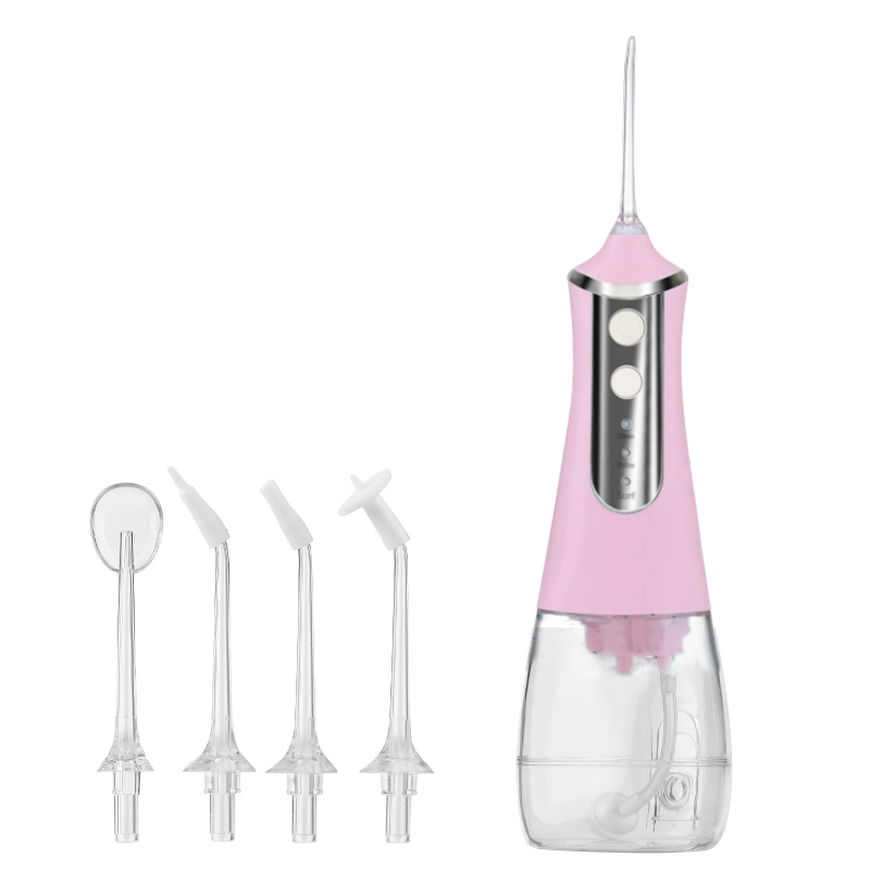 Tragbarer Munddusche, Kabelloser Zahnreiniger, Wiederaufladbar, 3 Modi, Wasserdicht (ipx6), 5 Düsen, 350-ml-wassertank