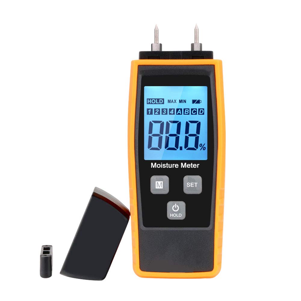 Digitaler Hd-feuchtigkeitstester, Lcd-display Mit Hintergrundbeleuchtung, Holzfeuchtigkeitsdetektor, 8 Kalibrierte Gruppen Zur Auswahl Und 2 Notebook-sensorstifte