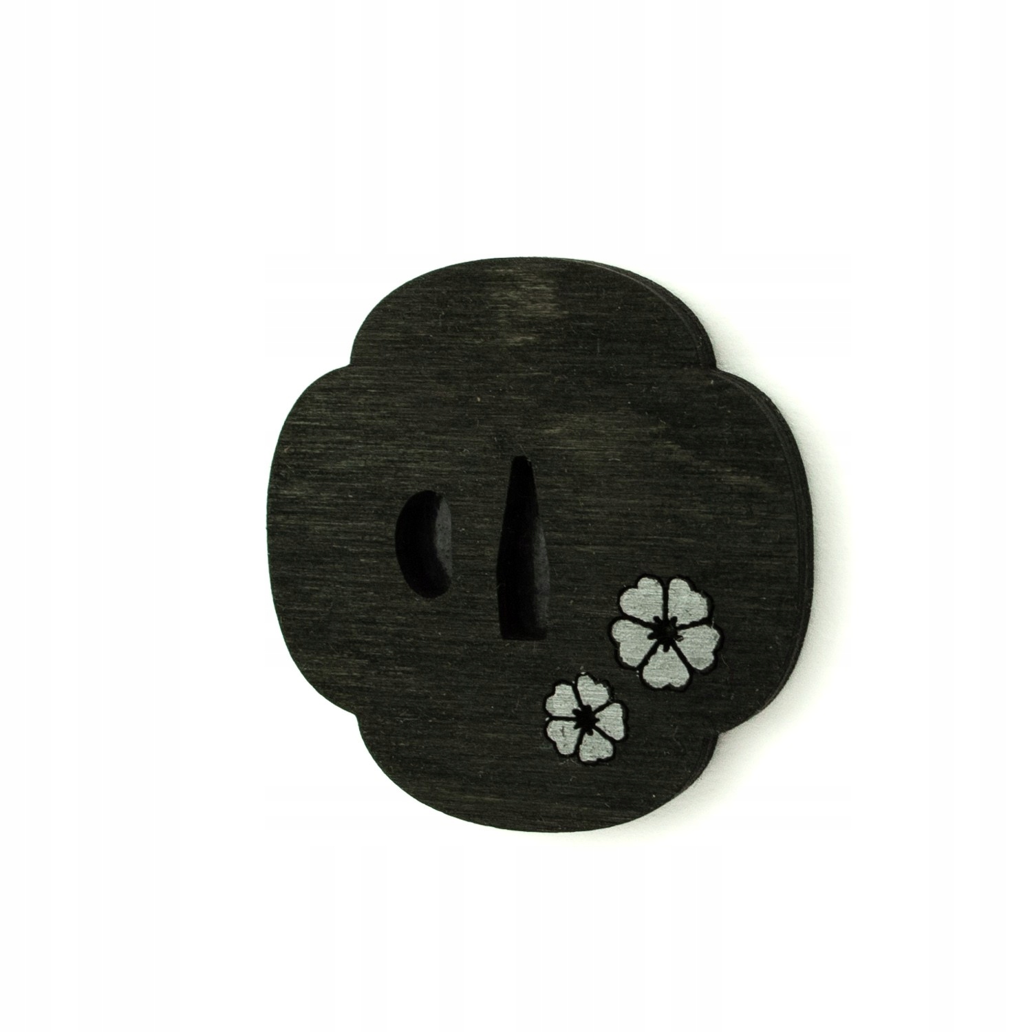 Kühlschrankmagnet Mit Kirschblütenmotiv (tsuba Sakura), Schwarz Und Silber, 40 X 40 Mm