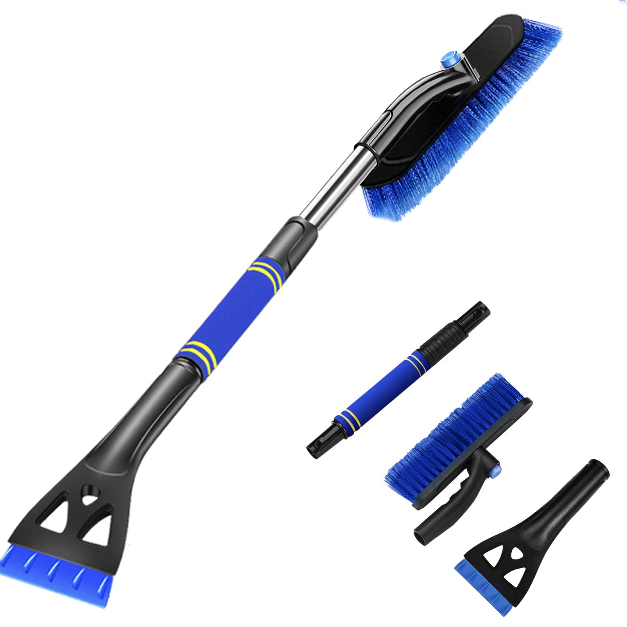 Blauer Auto-eiskratzer Und Schneebesen (2 In 1), Einfach Zu Montieren, Winter-windschutzscheiben-entfroster, Abnehmbare Eis- Und Schneeschaufel, Geeignet Für Lkws Und Suvs