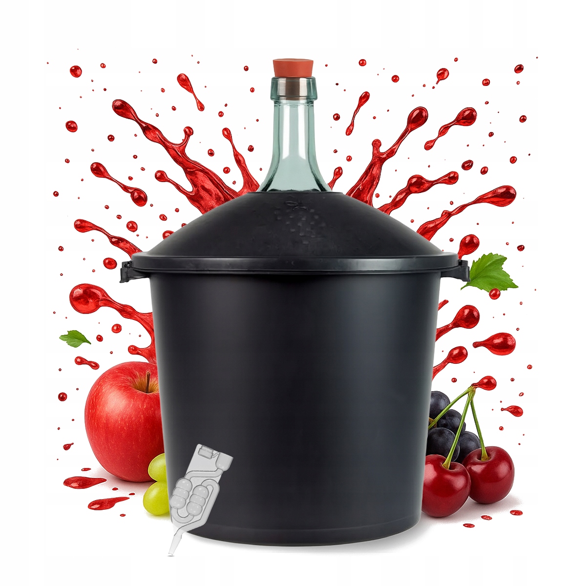 25-liter-kartusche Im Weinkorb, Demisors, Dickwandiges Glas, Weinflasche, Korken + Schlauch