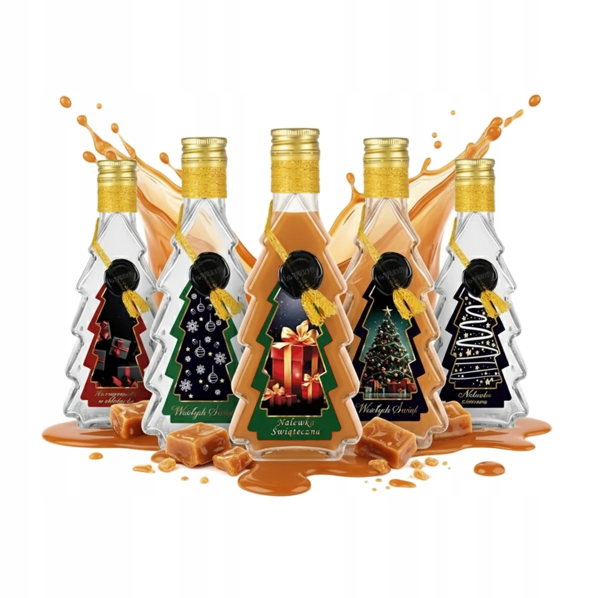 Weihnachtsbaum-flasche 250ml, Handdekoriert, Flaschen Für Liköre Und Weine