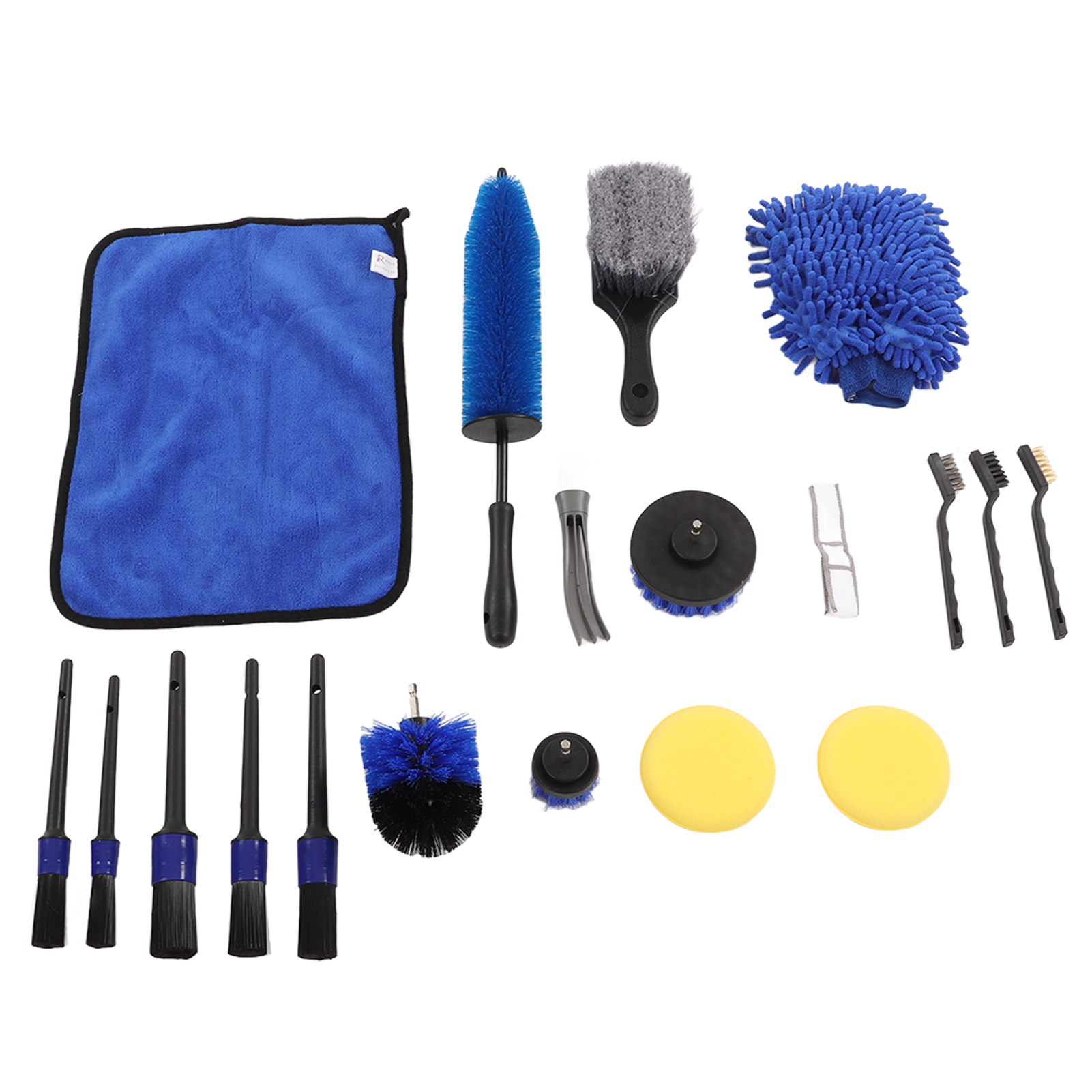 18-teiliges Autopflege-set Mit Bürsten, Reifenbürsten, Waschhandschuhen, Handtuch, Wachspad Und Reinigungswerkzeugen Für Felgen Und Auspuffanlage (farbe B)